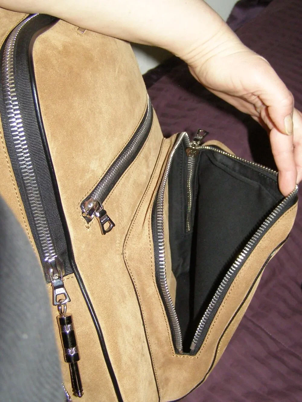 NWT Amiri medium Guitar Bag Brown Suede Backpack Mens Unisex Reversible Straps